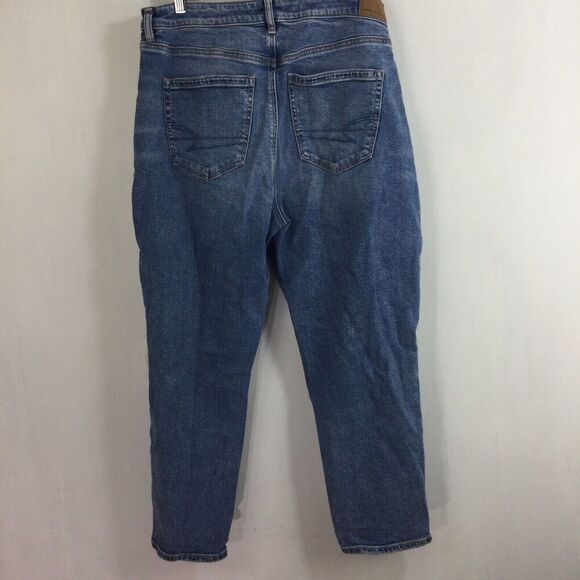 American Eagle Womens Strigid Ripped Knees Mom Denim Jeans Blue Size 14 Short - Picture 5 of 9